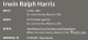 FindAGrave - Harris, Irwin Ralph