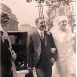 Catherine Carver nee Jacobs (and father, John Jacobs) on her wedding day, 1 Aug 1926<br> Photo courtesy of Lynda Kelly</br>